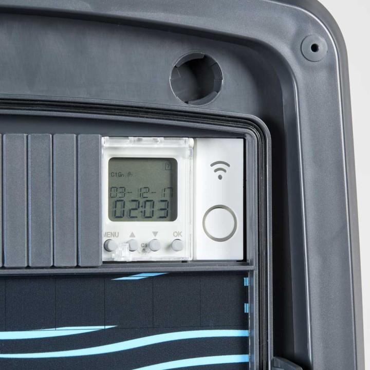 Coffret piscine pour filtration connecté + éclairage + traitement de l'eau + pompe à chaleur NALTO