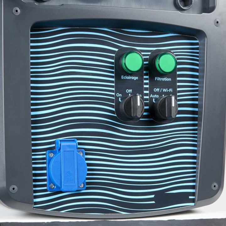 Coffret piscine pour filtration connecté + éclairage + traitement de l'eau + pompe à chaleur NALTO