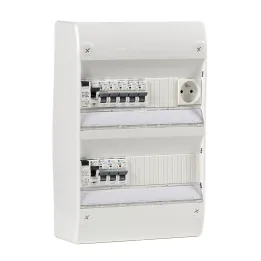 Tableau électrique équipé et câblé NF logement T2 à T3 neuf 2 différentiels + 8 disjoncteurs auto 4.5kA + 1 prise 2P+T 16A NALTO