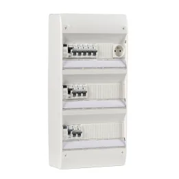 Tableau électrique équipé et câblé NF logement T4 à T5 neuf 3 différentiels + 10 disjoncteurs auto 4.5kA + 1 prise 2P+T 16A NALT