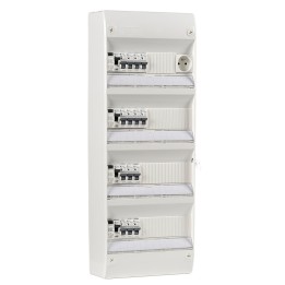 Tableau électrique équipé et câblé NF logement T5 et plus neuf 4 différentiels + 14 disjoncteurs auto 4.5kA + 1 prise 2P+T 16A N