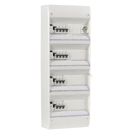 Tableau électrique équipé et câblé NF logement T5 et plus neuf 4 différentiels + 14 disjoncteurs auto 4.5kA + 1 prise 2P+T 16A N