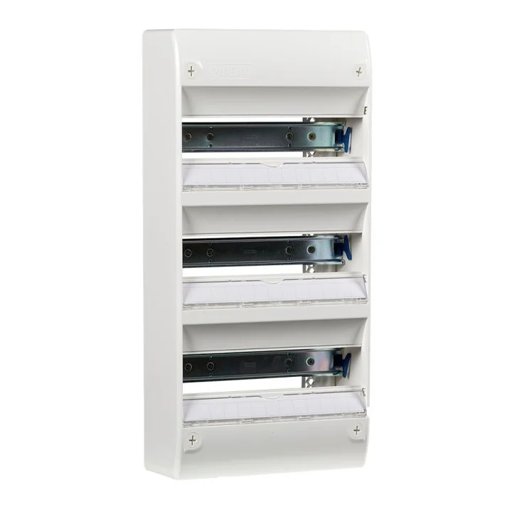 Tableau électrique vide 3 rangées 39 modules Rail Amovible NF NALTO + Porte