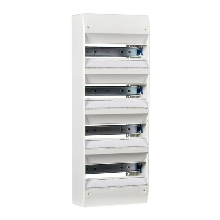 Tableau électrique vide 4 rangées 52 modules Rail Amovible NF NALTO + Porte