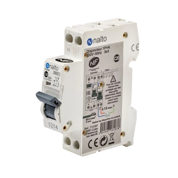 Disjoncteur à vis 20A - 1P+N - 3kA NF NALTO