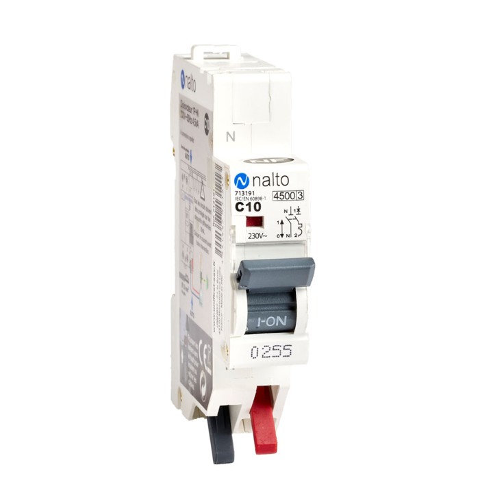 Disjoncteur 10A automatique 1P+N 4.5kA NALTO
