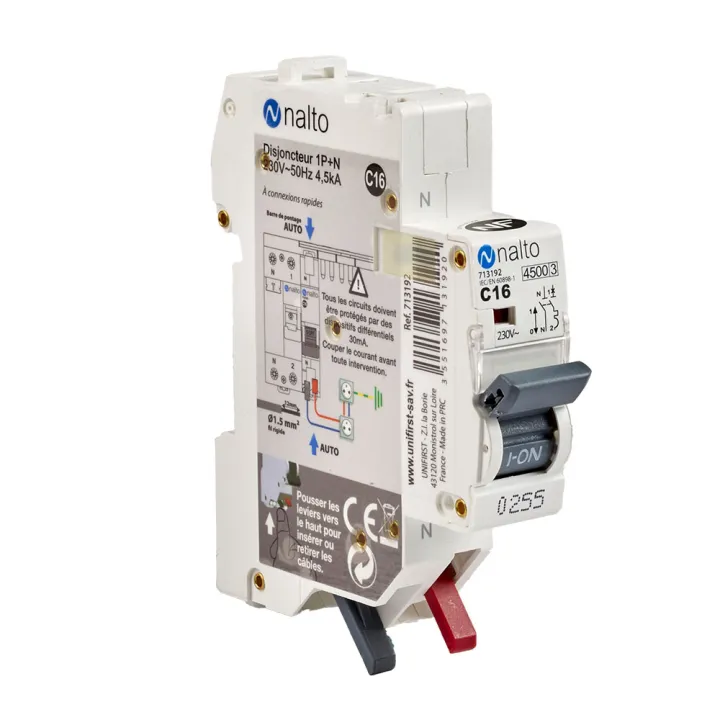 Disjoncteur 16A automatique 1P+N 4.5kA NALTO