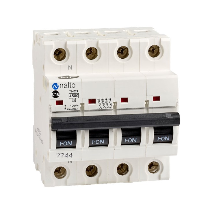 Disjoncteur tétrapolaire 16A - courbe C- 400V~