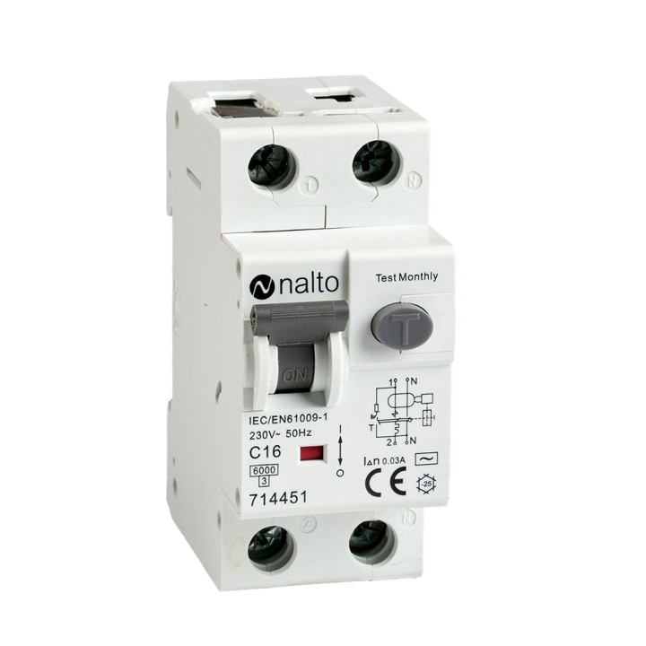 Disjoncteur Différentiel 16A - 30mA 1P+N Courbe C NALTO