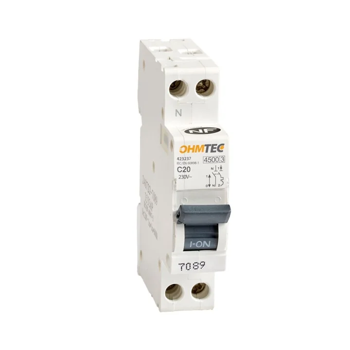 Disjoncteur 1P+N 20A 4.5kA/6kA NF OHMTEC