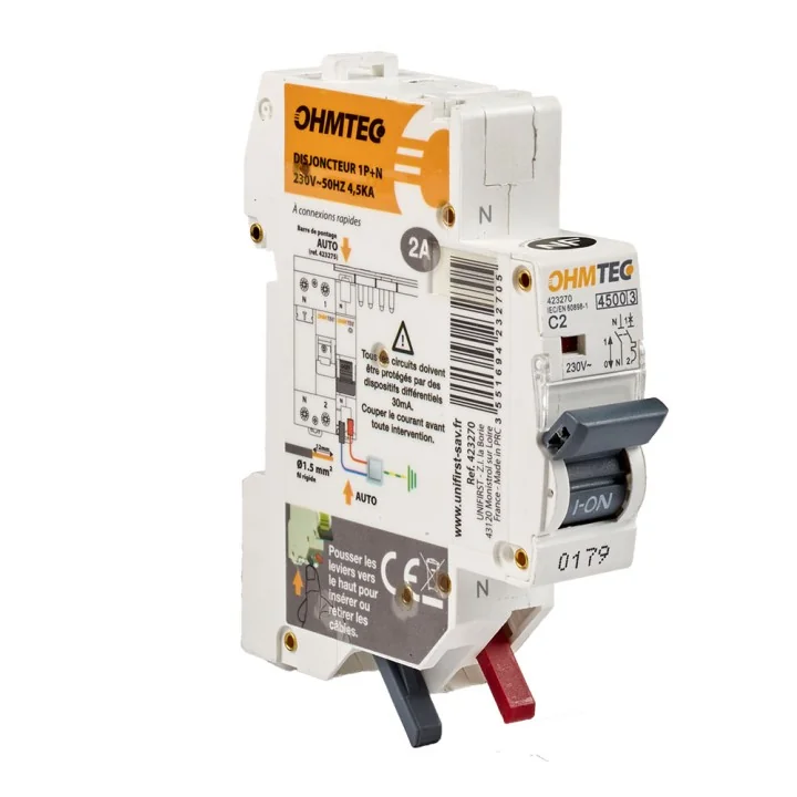 Disjoncteur 1P+N 4.5KA - 2A NF OHMTEC