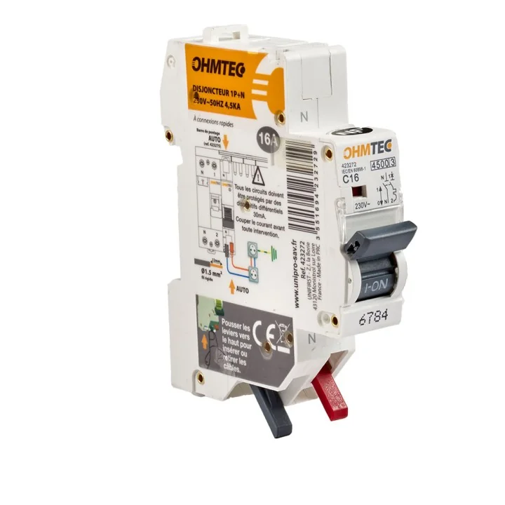Disjoncteur 1P+N 4.5KA - 16A NF OHMTEC