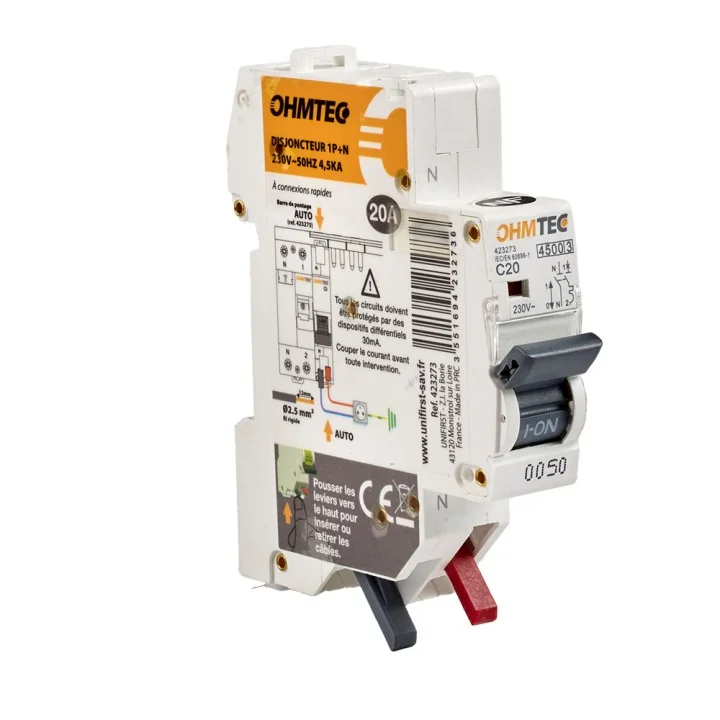Disjoncteur 1P+N 4.5KA - 20A NF OHMTEC