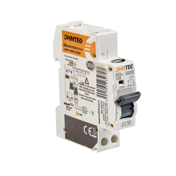 Disjoncteur 1P+N 4.5KA - 32A NF OHMTEC