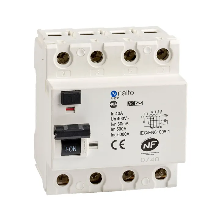 Interrupteur différentieltétrapolaire 40A type AC - 30 mA - 400V~