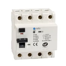 Interrupteur différentieltétrapolaire 63A type AC - 30 mA - 400V~