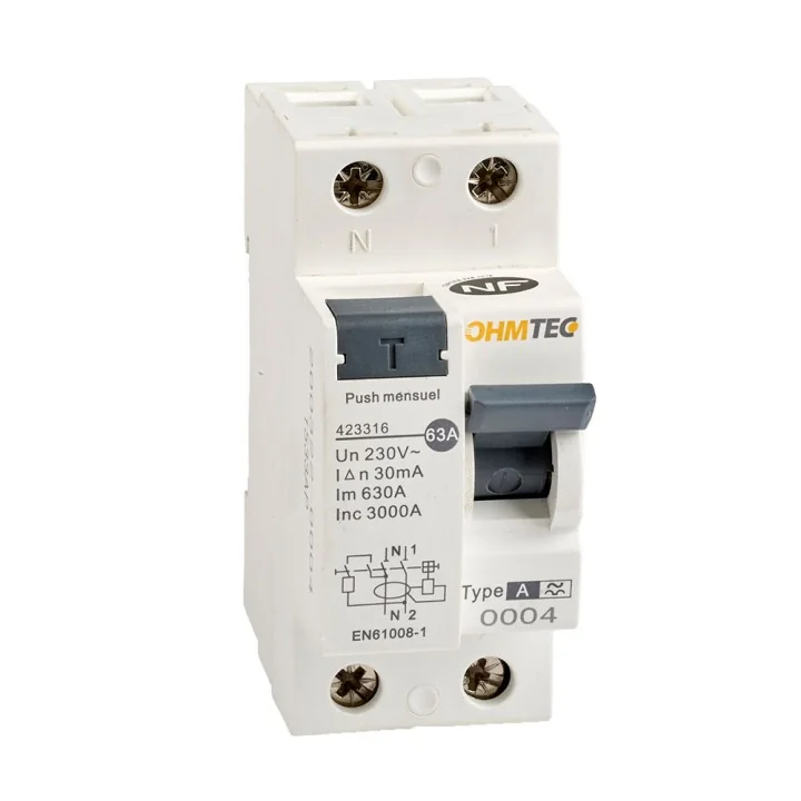 Interrupteur différentiel 63A 30mA type A NF OHMTEC