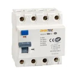 Interrupteurs différentiels tétrapolaires 40A 30mA type AC NF OHMTEC