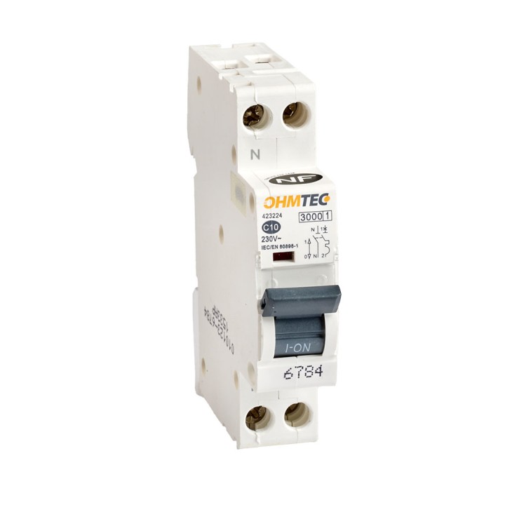 Disjoncteur 1P+N 10A 3kA NF OHMTEC