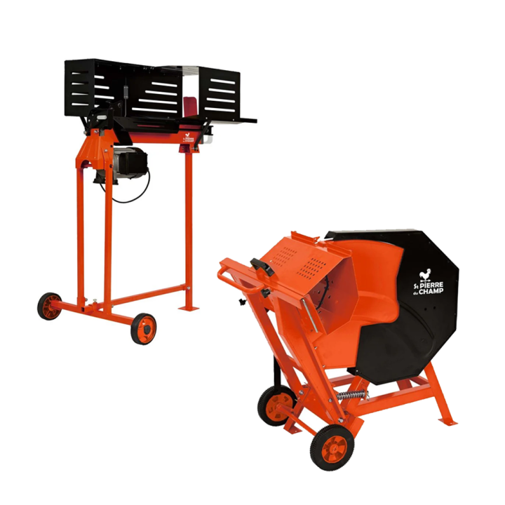 Pack Fendeur de Bûches Electrique 6T 2200W + Scie à Bûches 3000W Ø505mm + Support pour Fendeur 