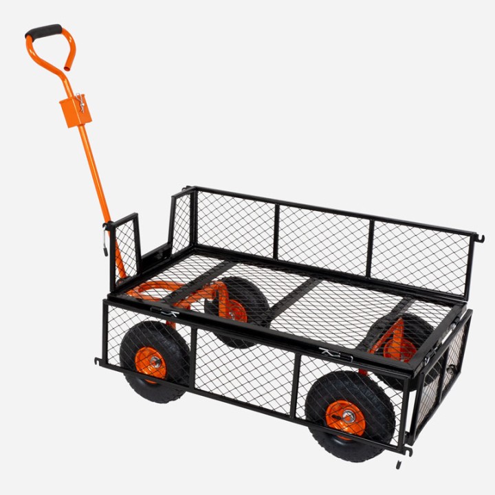 Chariot de jardin Max 300Kg avec bâche et parois amovibles SAINT PIERRE DU CHAMP