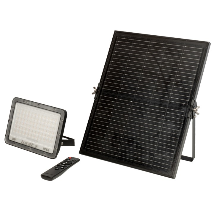 Projecteur LED extérieur solaire à fixer 9W noir WOLTZ