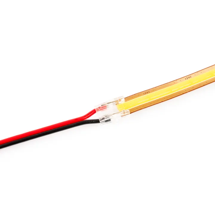 Lot de 2 connecteurs d’alimentation à câbles pour Ruban Led COB 24V IP20 8mm réf 812580