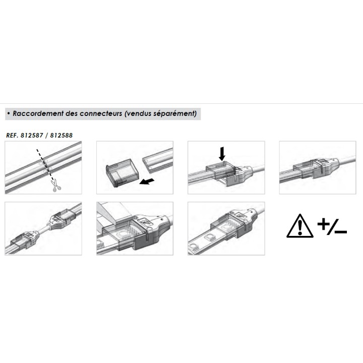 Connecteur de raccordement à câble pour Ruban Led COB 24V IP65 10mm réf 812585