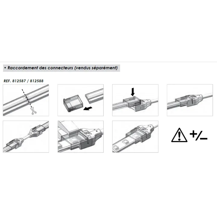 Connecteur de raccordement à câble pour Ruban Led COB 24V IP65 10mm réf 812585