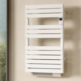 Sèche-serviette électrique 500W barres plates fil chauffant + soufflerie - ATENZA