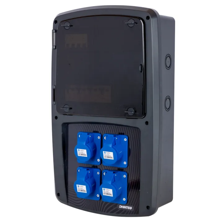 Coffret camping 4 prises CEE 10A avec protection par disjoncteur différentiel - OHMTEC