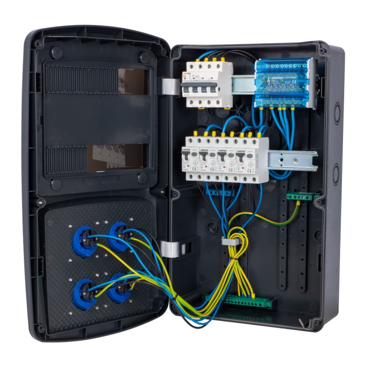 Coffret camping 4 prises CEE 10A avec protection par disjoncteur différentiel - OHMTEC