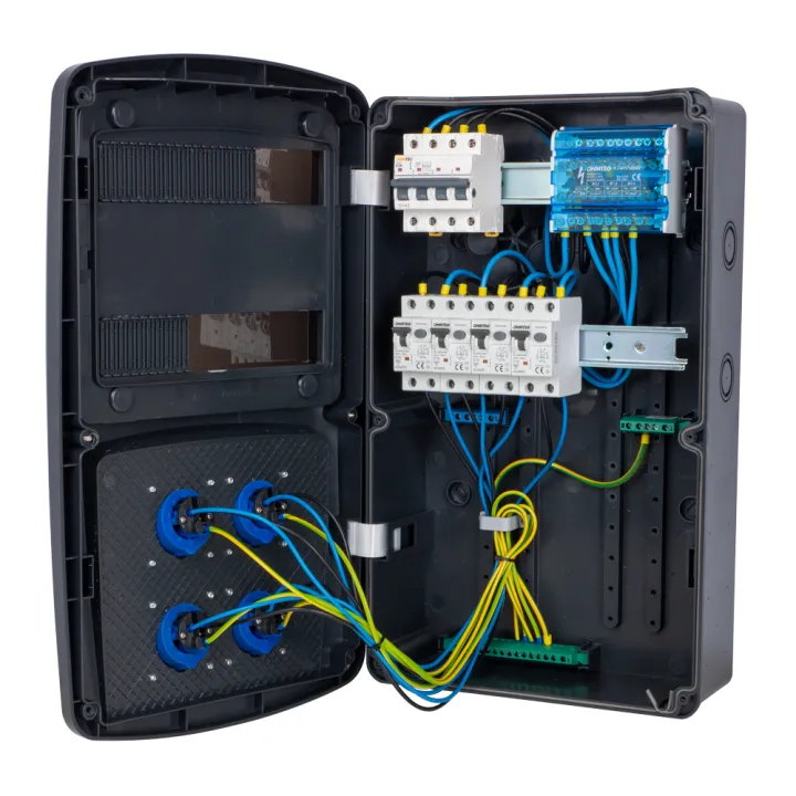 Coffret camping 4 prises CEE 10A avec protection par disjoncteur différentiel - OHMTEC