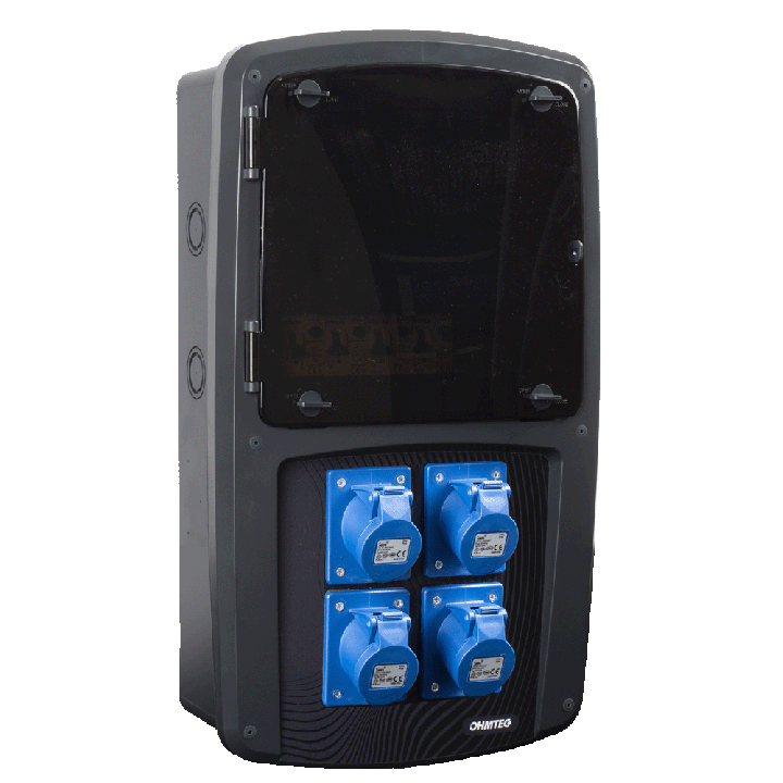 Coffret camping 4 prises CEE 16A avec protection par disjoncteur différentiel - OHMTEC