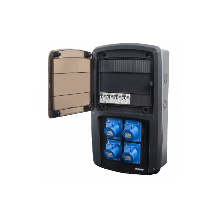 Coffret camping 4 prises CEE 16A avec protection par disjoncteur différentiel - OHMTEC
