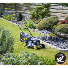 Tondeuse thermique tractée 4 en 1 mulching 51cm moteur HONDA 166 cm³ STEINER