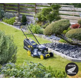 Tondeuse thermique tractée 4 en 1 mulching 51cm moteur HONDA 166 cm³ STEINER