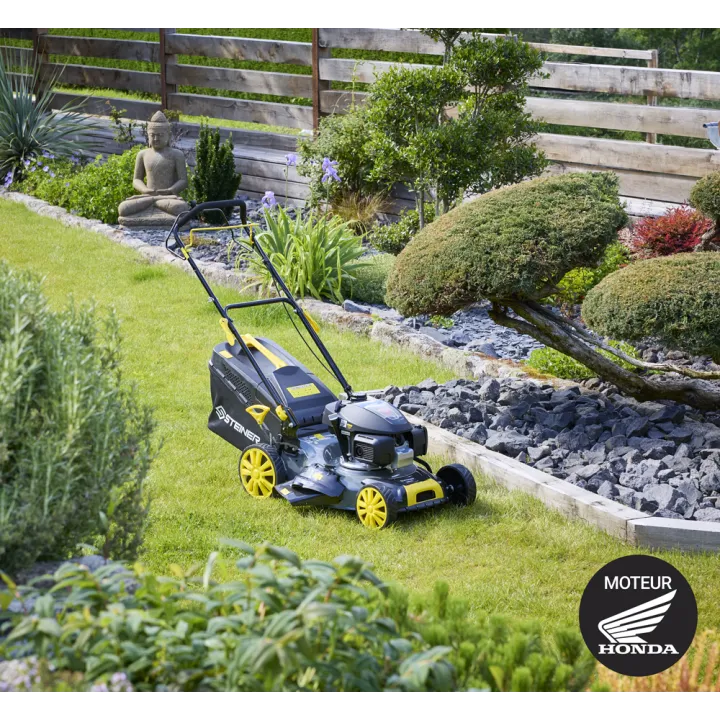 Tondeuse thermique tractée 4 en 1 mulching 51cm moteur HONDA 166 cm³ STEINER