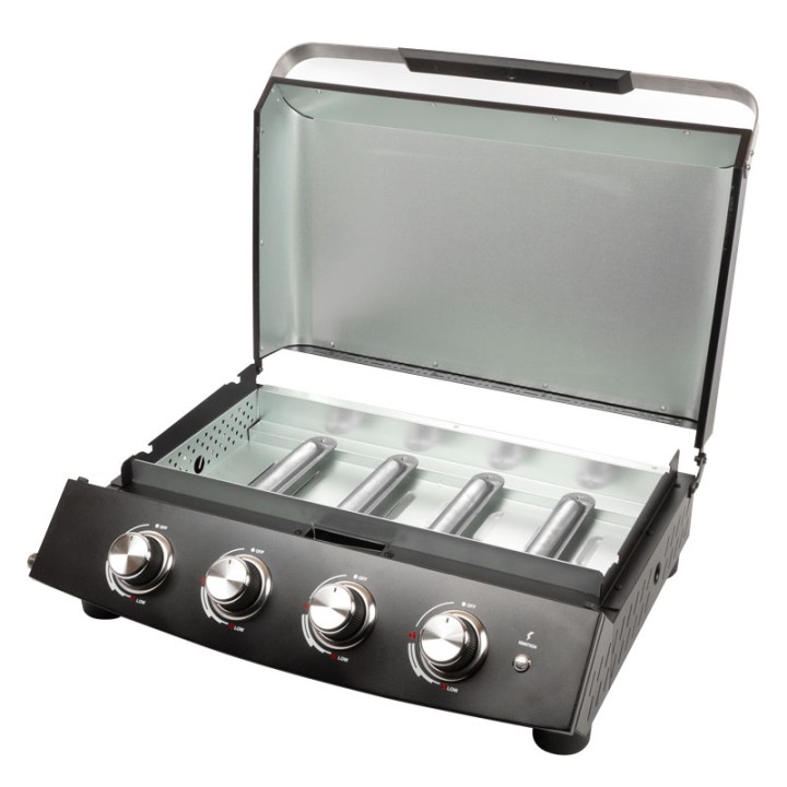 Plancha Gaz 4 Brûleurs 10kW Avec Couvercle ROSTER