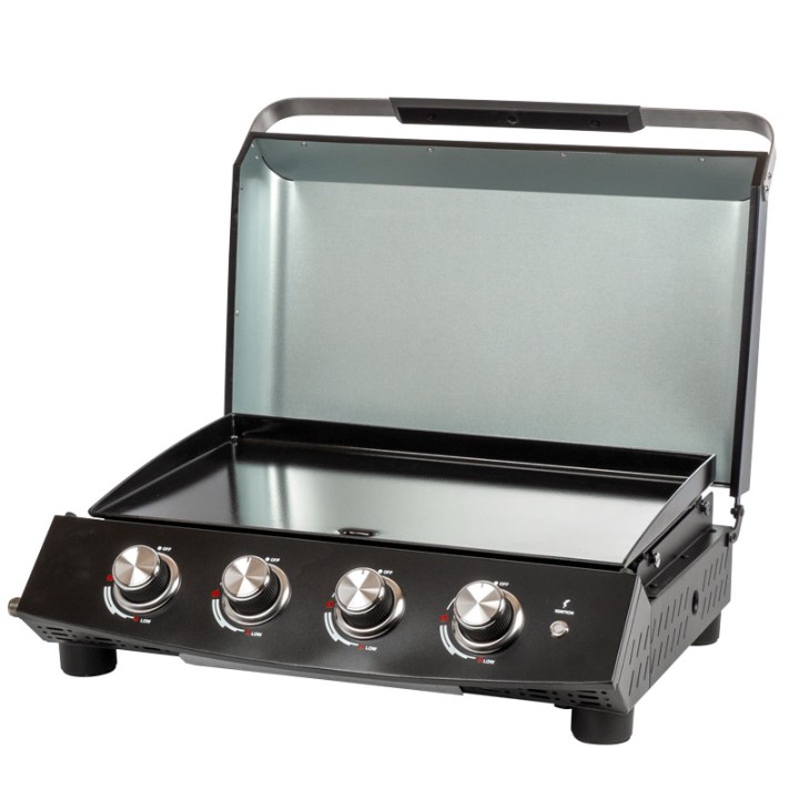 Plancha Gaz 4 Brûleurs 10kW Avec Couvercle ROSTER