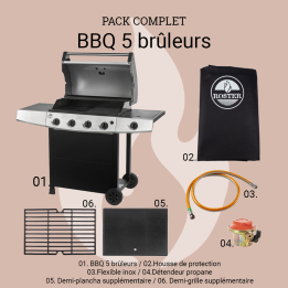 Pack complet BBQ à gaz 5 feux ROSTER