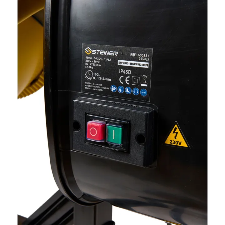 Bétonnière électrique 650W 160L STEINER