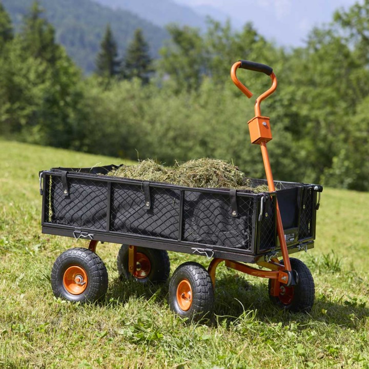 Chariot de jardin Max 300Kg avec bâche et parois amovibles SAINT PIERRE DU CHAMP