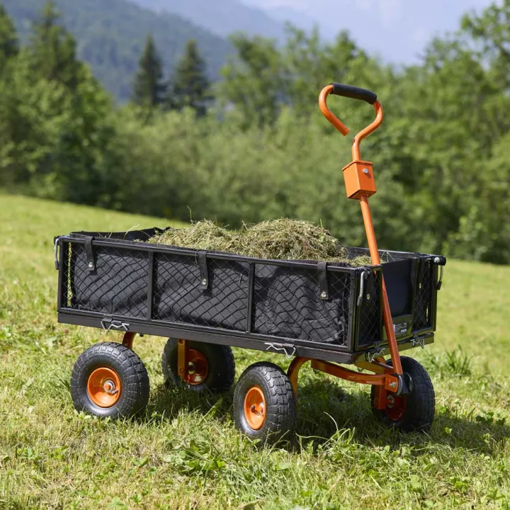 Chariot de jardin Max 300Kg avec bâche et parois amovibles SAINT PIERRE DU CHAMP