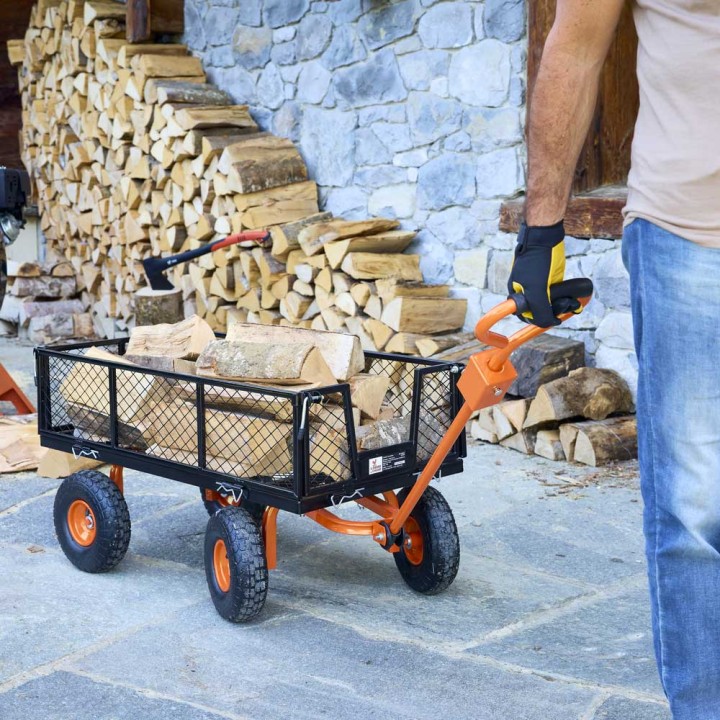 Chariot de jardin Max 300Kg avec bâche et parois amovibles SAINT PIERRE DU CHAMP