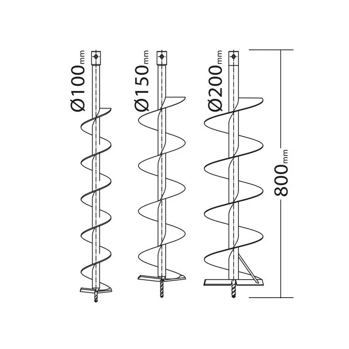 Tarière Thermique 52 cm3 + lot de 3 mèches KORMAN