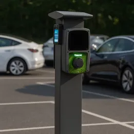Borne de recharge véhicule électrique avec module de paiement par carte bancaire – 2 prises T2S 7,4 KW OHMTEC