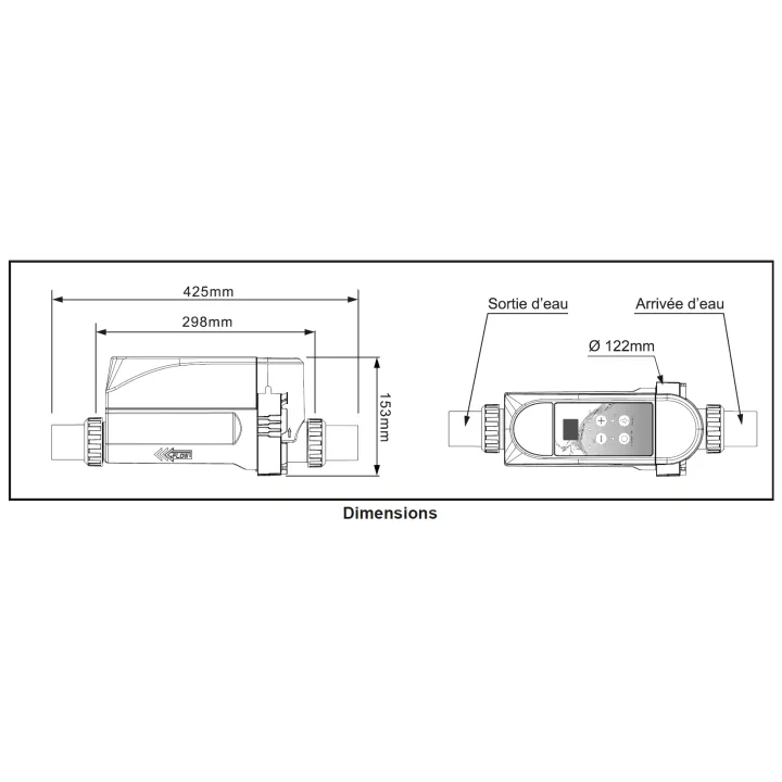 Electrolyseur au sel générateur de chlore 12g/h pour piscine Max 50mᵌ STEINER