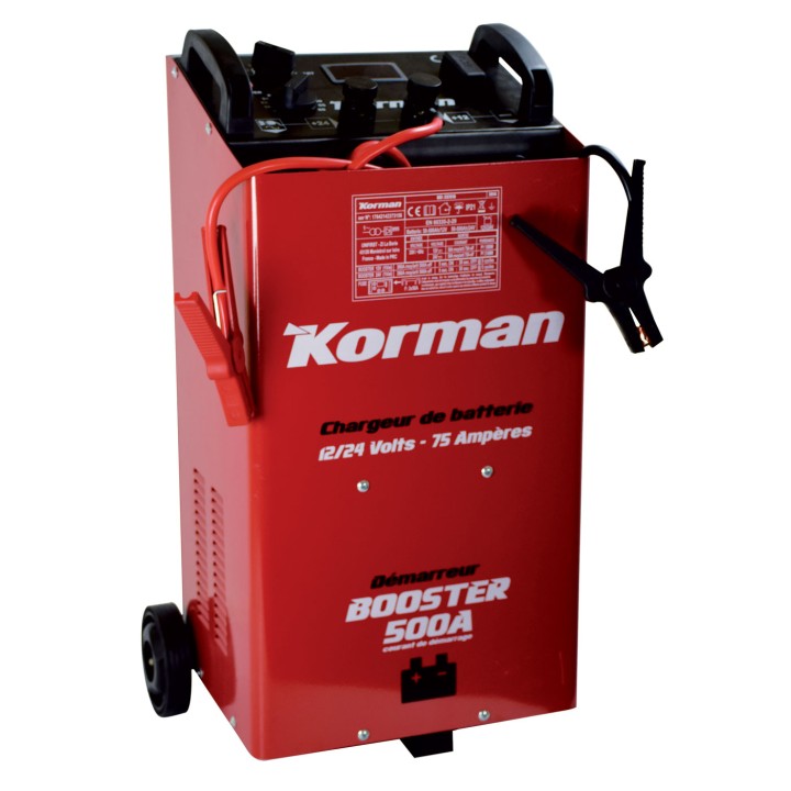 Chargeur de batterie 75A – 12/24V Booster démarreur 500A