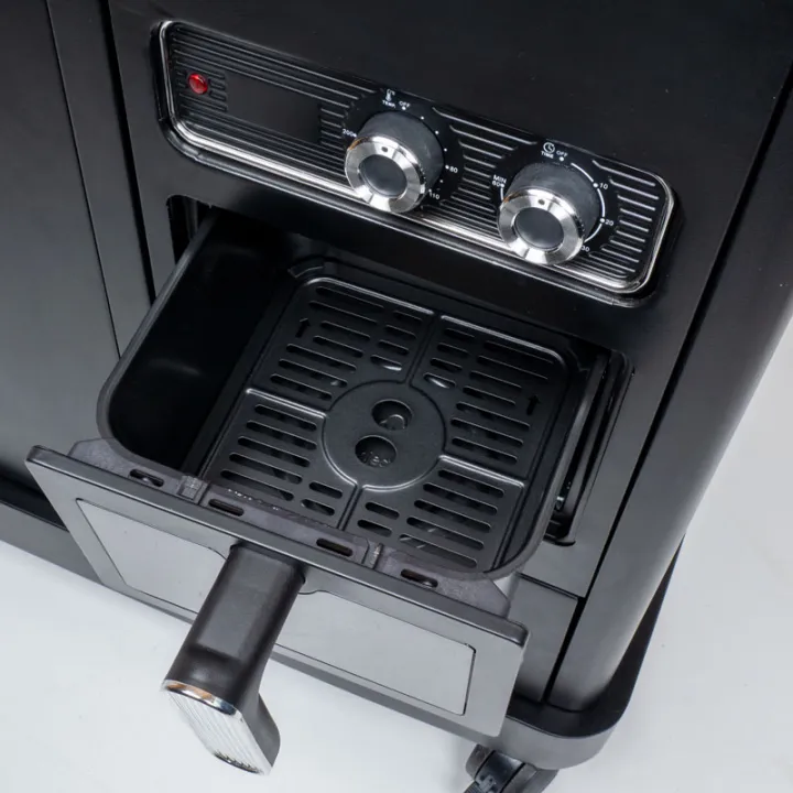 Barbecue gaz ROSTER 5 brûleurs dont 1 latéral avec plancha et grilles de cuisson combinées + Air Fryer 6L 1700W